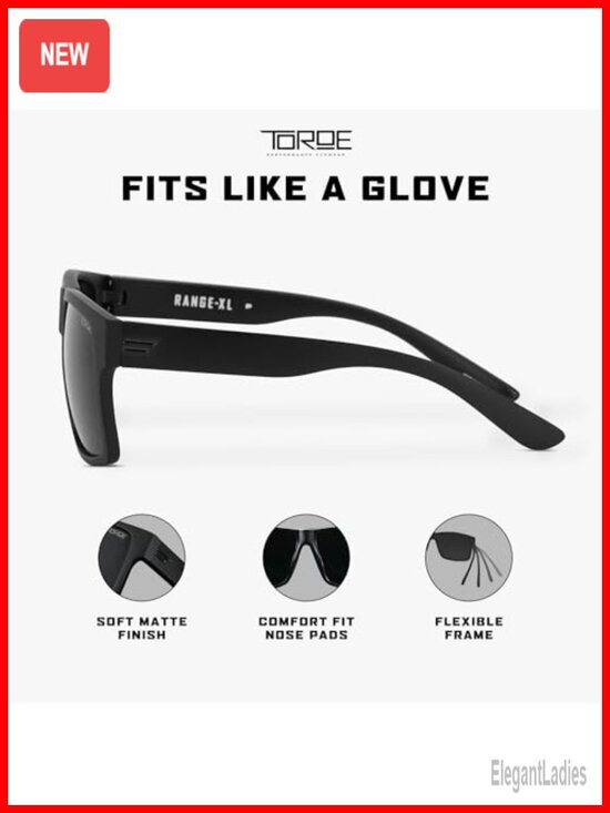 Matte Black TR90 Frame Polarized Sunglasses with UV400 Protection